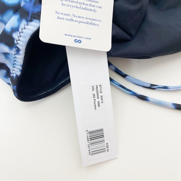 Ganni Ruched Floral-Print Halterneck Swimsuit In Blue - Picture 5 of 6